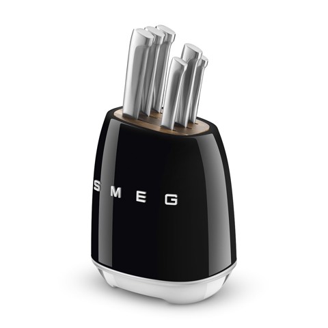 Smeg Ceppo con coltelli 50's Style - Nero LUCIDO - KBSF02BL