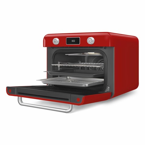 Smeg COF01RDEU forno a vapore Piccolo Rosso, Acciaio inox Pulsanti, Manopola