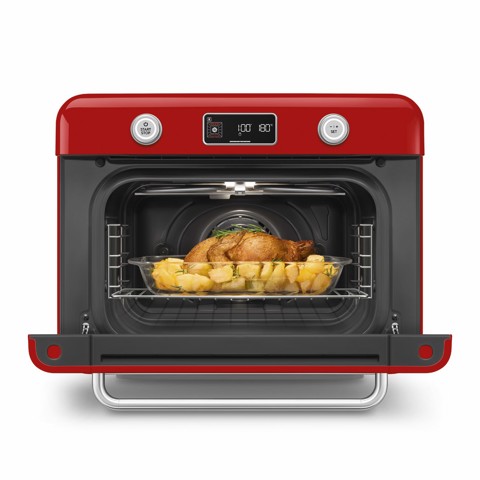 Smeg COF01RDEU forno a vapore Piccolo Rosso, Acciaio inox Pulsanti, Manopola