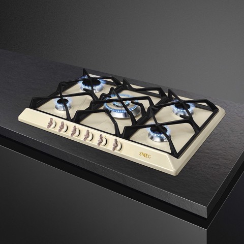 Smeg Coloniale SRV876POGH piano cottura Crema Da incasso 68.5 cm Gas 5 Fornello(i)