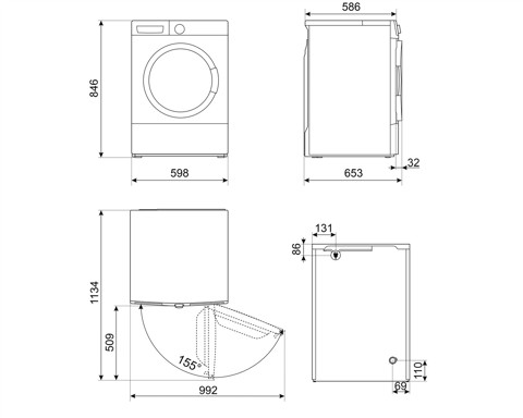 Smeg DN93SL asciugatrice Libera installazione Caricamento frontale 9 kg Bianco