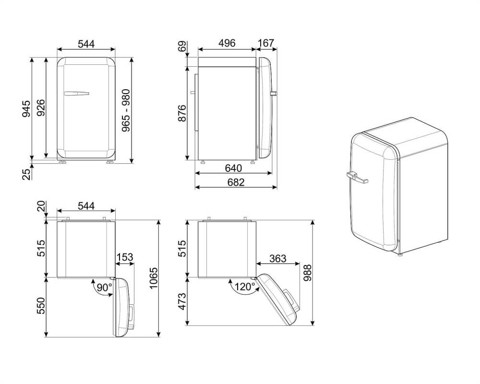 Smeg FAB10RRD5 frigorifero monoporta colore Rosso Libera installazione 122 L E 
