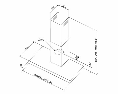 Smeg KATE600EX cappa aspirante Cappa aspirante a parete Acciaio inossidabile 581 m³/h C
