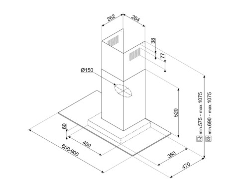 Smeg KBT600ve Integrato Acciaio inossidabile 451 m³/h B