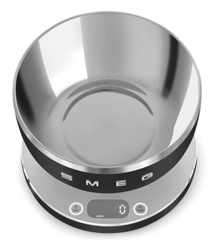 Smeg KSC01BLMWW bilancia da cucina Nero, Acciaio inossidabile Superficie piana Rotondo Bilancia da cucina elettronica