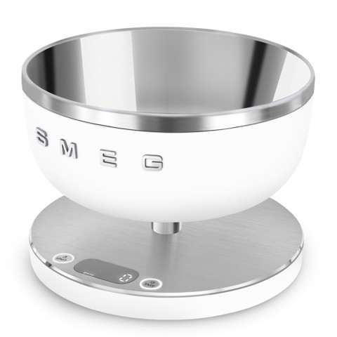 Smeg KSC01WHMWW bilancia da cucina Acciaio inossidabile, Bianco Superficie piana Rotondo Bilancia da cucina elettronica