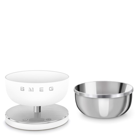 Smeg KSC01WHMWW bilancia da cucina Acciaio inossidabile, Bianco Superficie piana Rotondo Bilancia da cucina elettronica