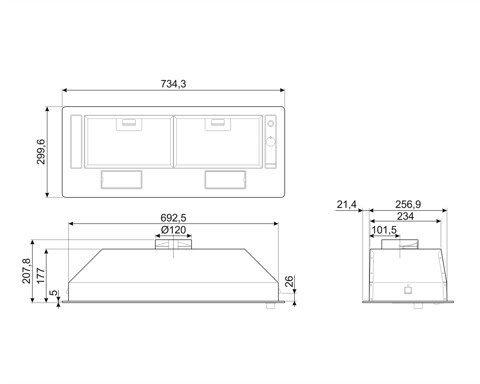 Smeg KSG70E cappa aspirante Integrato Argento 224 m³/h C