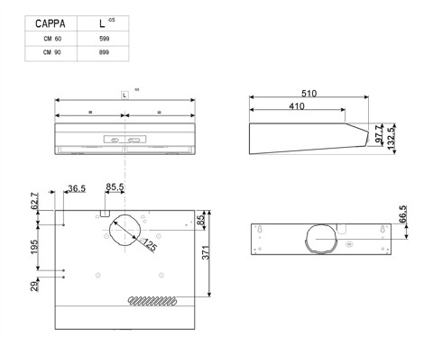 Smeg KTE90EX cappa aspirante Integrato Acciaio inossidabile 272 m³/h D