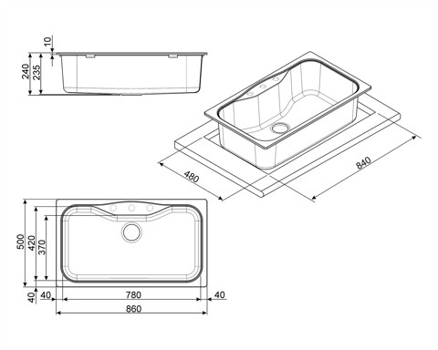 Smeg LSEG860A2 lavello Lavello montato su piano Rettangolare Granito