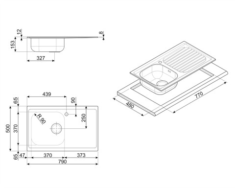 Smeg LYP791D lavello Lavello montato su piano Rettangolare Acciaio inossidabile