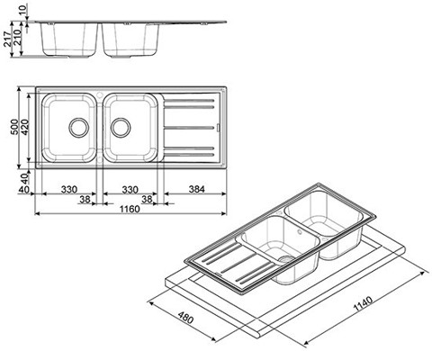 Smeg LZ116B lavello Sintetico