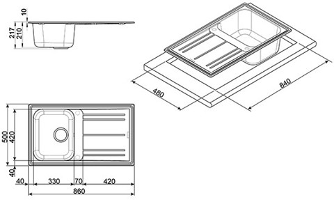 Smeg LZ861B lavello Sintetico