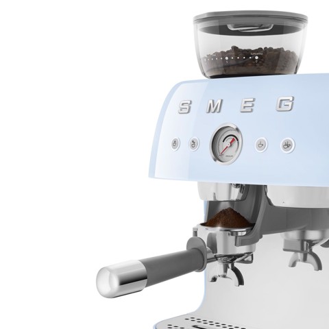 Smeg Macchina da Caffè Espresso Manuale con macinacaffè integrato 50's Style – Azzurro LUCIDO – EGF03PBEU