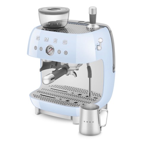 Smeg Macchina da Caffè Espresso Manuale con macinacaffè integrato 50's Style – Azzurro LUCIDO – EGF03PBEU