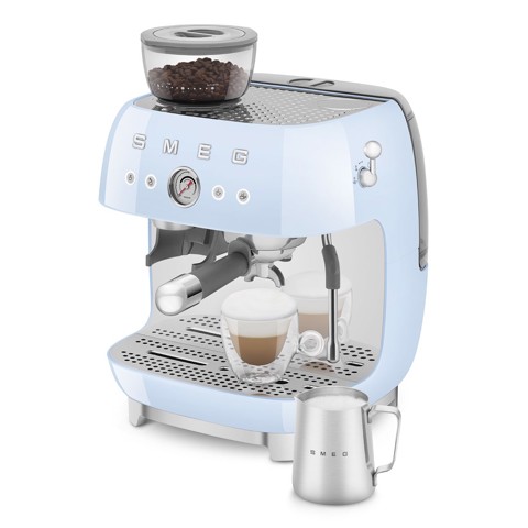 Smeg Macchina da Caffè Espresso Manuale con macinacaffè integrato 50's Style – Azzurro LUCIDO – EGF03PBEU
