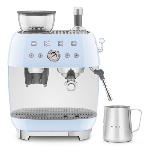 Smeg Macchina da Caffè Espresso Manuale con macinacaffè integrato 50's Style – Azzurro LUCIDO – EGF03PBEU