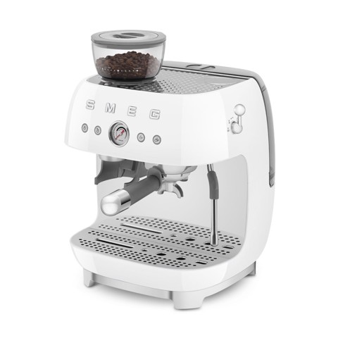 Smeg Macchina da Caffè Espresso Manuale con macinacaffè integrato 50's Style – Bianco LUCIDO – EGF03WHEU