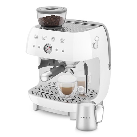 Smeg Macchina da Caffè Espresso Manuale con macinacaffè integrato 50's Style – Bianco LUCIDO – EGF03WHEU