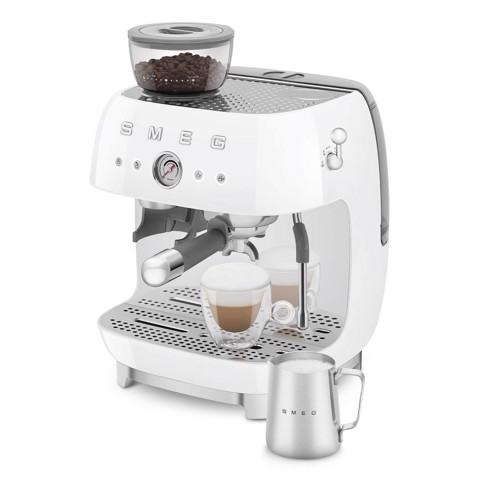 Smeg Macchina da Caffè Espresso Manuale con macinacaffè integrato 50's Style – Bianco LUCIDO – EGF03WHEU