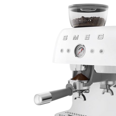 Smeg Macchina da Caffè Espresso Manuale con macinacaffè integrato 50's Style – Bianco LUCIDO – EGF03WHEU