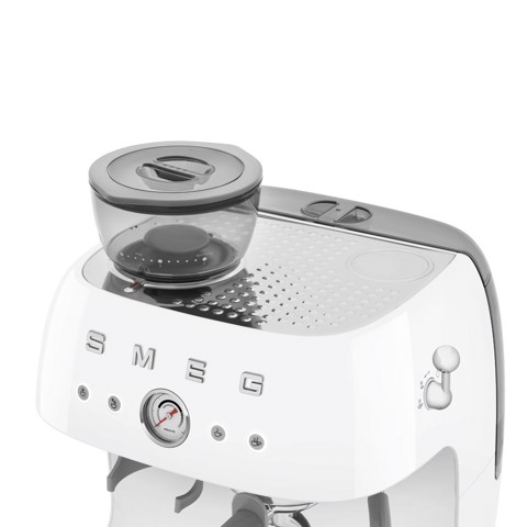 Smeg Macchina da Caffè Espresso Manuale con macinacaffè integrato 50's Style – Bianco LUCIDO – EGF03WHEU