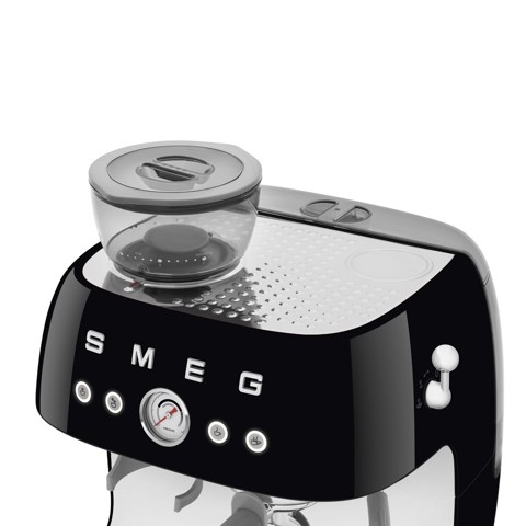 Smeg Macchina da Caffè Espresso Manuale con macinacaffè integrato 50's Style – Nero LUCIDO – EGF03BLEU