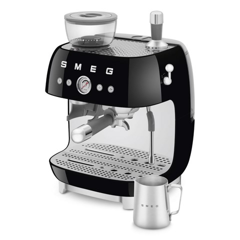 Smeg Macchina da Caffè Espresso Manuale con macinacaffè integrato 50's Style – Nero LUCIDO – EGF03BLEU