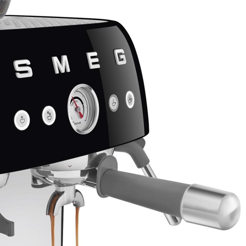 Smeg Macchina da Caffè Espresso Manuale con macinacaffè integrato 50's Style – Nero LUCIDO – EGF03BLEU