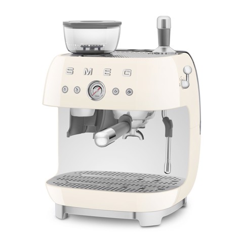 Smeg Macchina da Caffè Espresso Manuale con macinacaffè integrato 50's Style – Panna LUCIDO – EGF03CREU