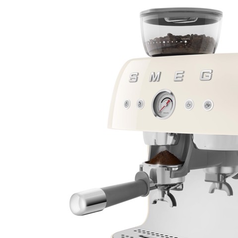 Smeg Macchina da Caffè Espresso Manuale con macinacaffè integrato 50's Style – Panna LUCIDO – EGF03CREU