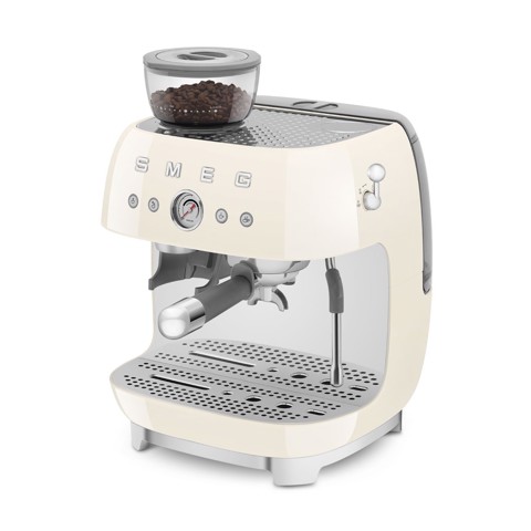 Smeg Macchina da Caffè Espresso Manuale con macinacaffè integrato 50's Style – Panna LUCIDO – EGF03CREU