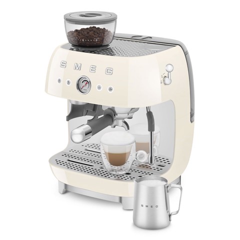 Smeg Macchina da Caffè Espresso Manuale con macinacaffè integrato 50's Style – Panna LUCIDO – EGF03CREU