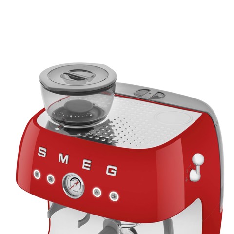 Smeg Macchina da Caffè Espresso Manuale con macinacaffè integrato 50's Style – Rosso LUCIDO – EGF03RDEU