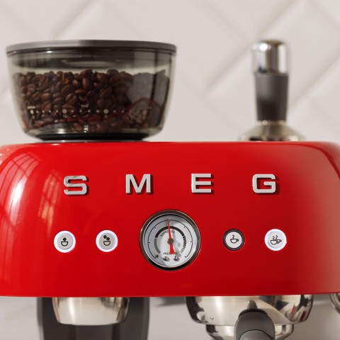 Smeg Macchina da Caffè Espresso Manuale con macinacaffè integrato 50's Style – Rosso LUCIDO – EGF03RDEU