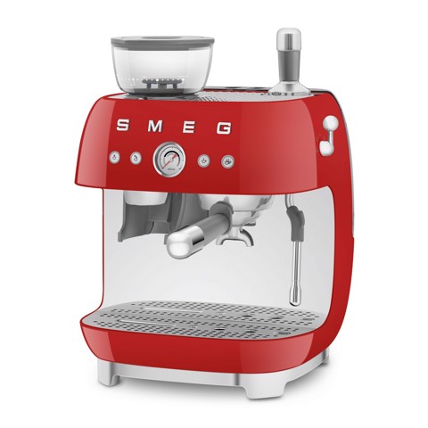 Smeg Macchina da Caffè Espresso Manuale con macinacaffè integrato 50's Style – Rosso LUCIDO – EGF03RDEU
