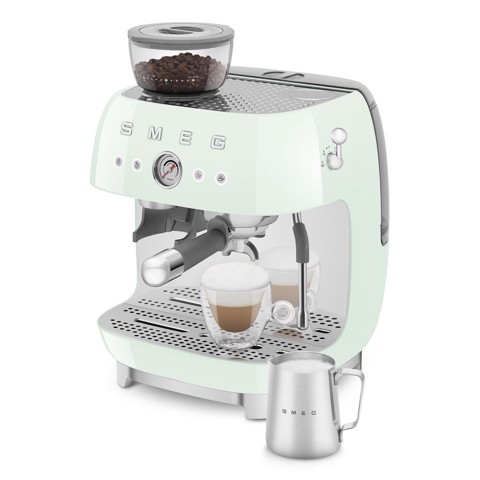 Smeg Macchina da Caffè Espresso Manuale con macinacaffè integrato 50's Style – Verde Pastello LUCIDO – EGF03PGEU