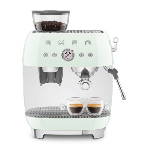 Smeg Macchina da Caffè Espresso Manuale con macinacaffè integrato 50's Style – Verde Pastello LUCIDO – EGF03PGEU