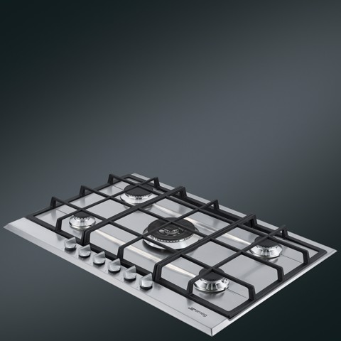 Smeg P272XGH piano cottura Acciaio inox Da incasso 75 cm Gas 5 Fornello(i) Made in Italy
