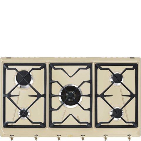 Smeg SRV896POGH piano cottura Crema Da incasso 90 cm Gas 5 Fornello(i) Made in Italy