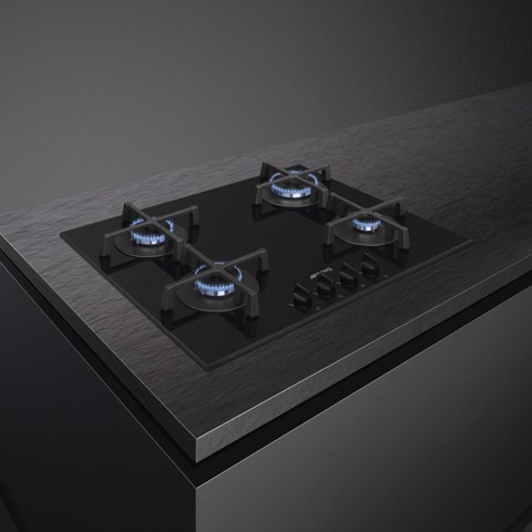 Smeg Universal PV264B piano cottura Nero Da incasso 60 cm Gas 4 Fornello(i) Made in Italy
