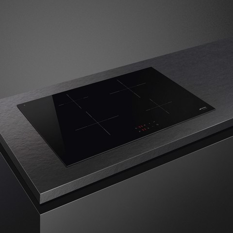 Smeg Universal SI2741D piano cottura Nero Da incasso 75 cm Piano cottura a induzione 4 Fornello(i) Made in Italy