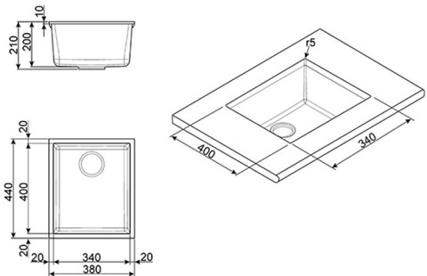 Smeg VZUM40N lavello Sintetico