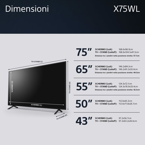 Sony BRAVIA | KD-75X75WL | LED | 4K HDR | Google TV | ECO PACK | BRAVIA CORE | Narrow Bezel Design