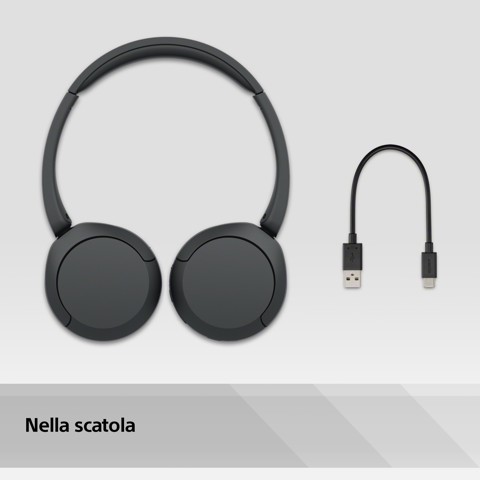Sony Cuffie Bluetooth wireless WH-CH520 - Durata della batteria fino a 50 ore con ricarica rapida, stile on-ear - Nero
