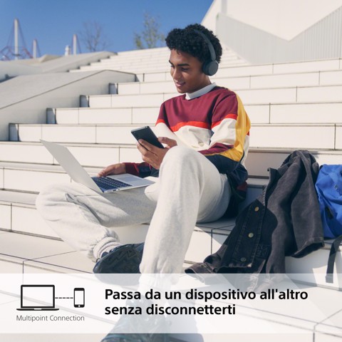 Sony Cuffie Bluetooth wireless WH-CH520 - Durata della batteria fino a 50 ore con ricarica rapida, stile on-ear - Nero