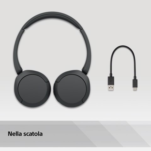 Sony Cuffie Bluetooth wireless WH-CH520 - Durata della batteria fino a 50 ore con ricarica rapida, stile on-ear - Nero