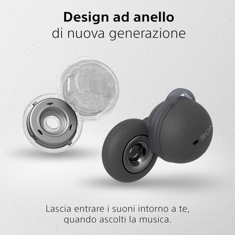 Sony LinkBuds - Auricolari True Wireless con Driver ad anello, Ottimizzate per Google Assistant, Amazon Alexa, Microfono Integrato per chiamate, Batteria fino a 17.5 ore (Bianco)