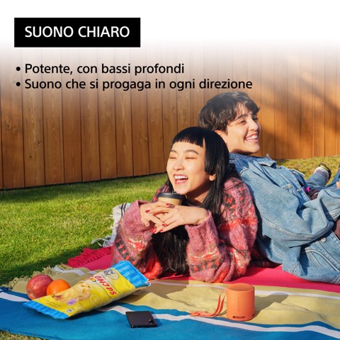 Sony SRS-XB100 - Speaker Wireless Bluetooth, portatile, leggero, compatto, da esterno, da viaggio, resistente IP67 impermeabile e antipolvere, batteria da 16 ore, cinturino versatile, chiamate in vivavoce – Arancio