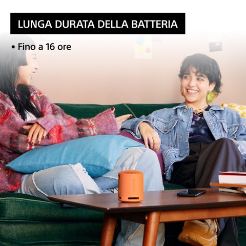 Sony SRS-XB100 - Speaker Wireless Bluetooth, portatile, leggero, compatto, da esterno, da viaggio, resistente IP67 impermeabile e antipolvere, batteria da 16 ore, cinturino versatile, chiamate in vivavoce – Arancio